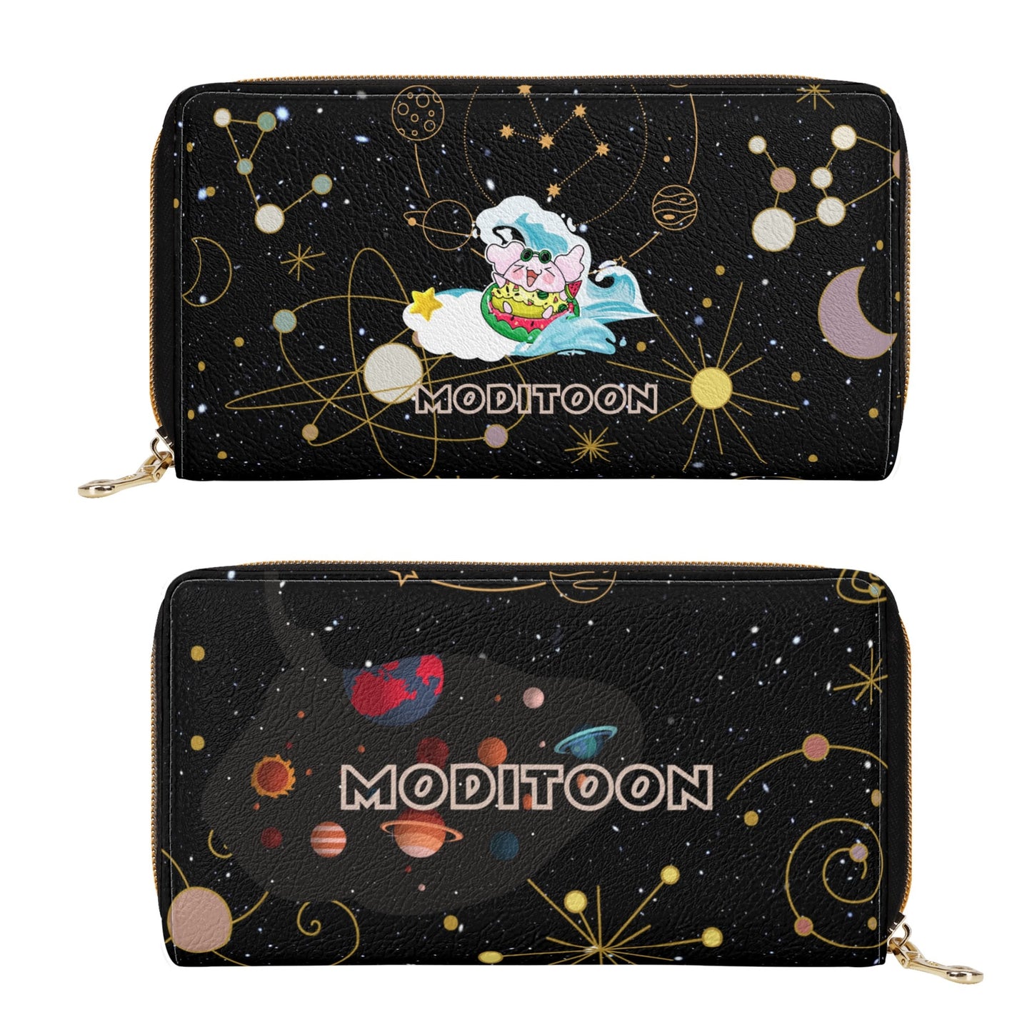 ModiToon Universe Portefeuille à fermeture éclair en cuir PU | 모디툰 유니버스 장지갑