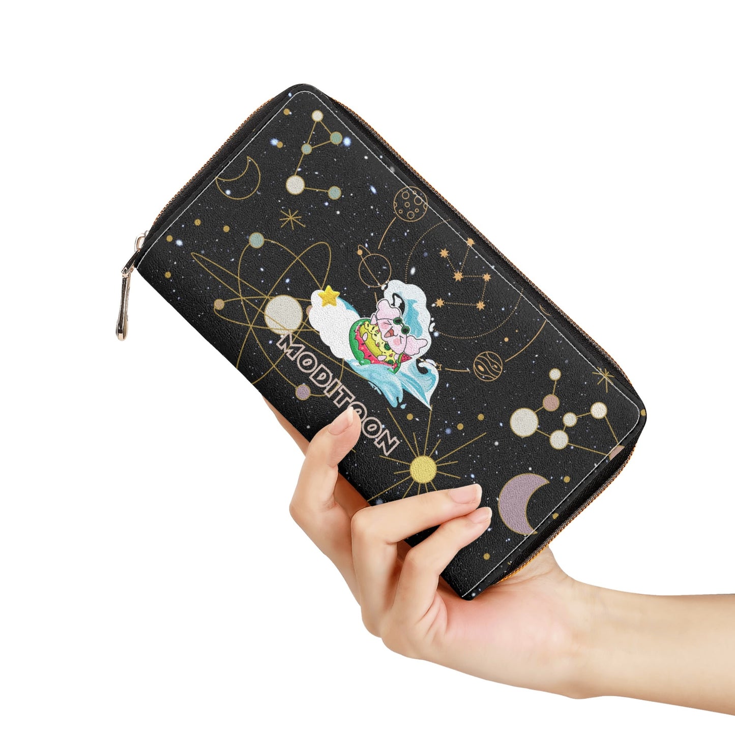 ModiToon Universe Portefeuille à fermeture éclair en cuir PU | 모디툰 유니버스 장지갑