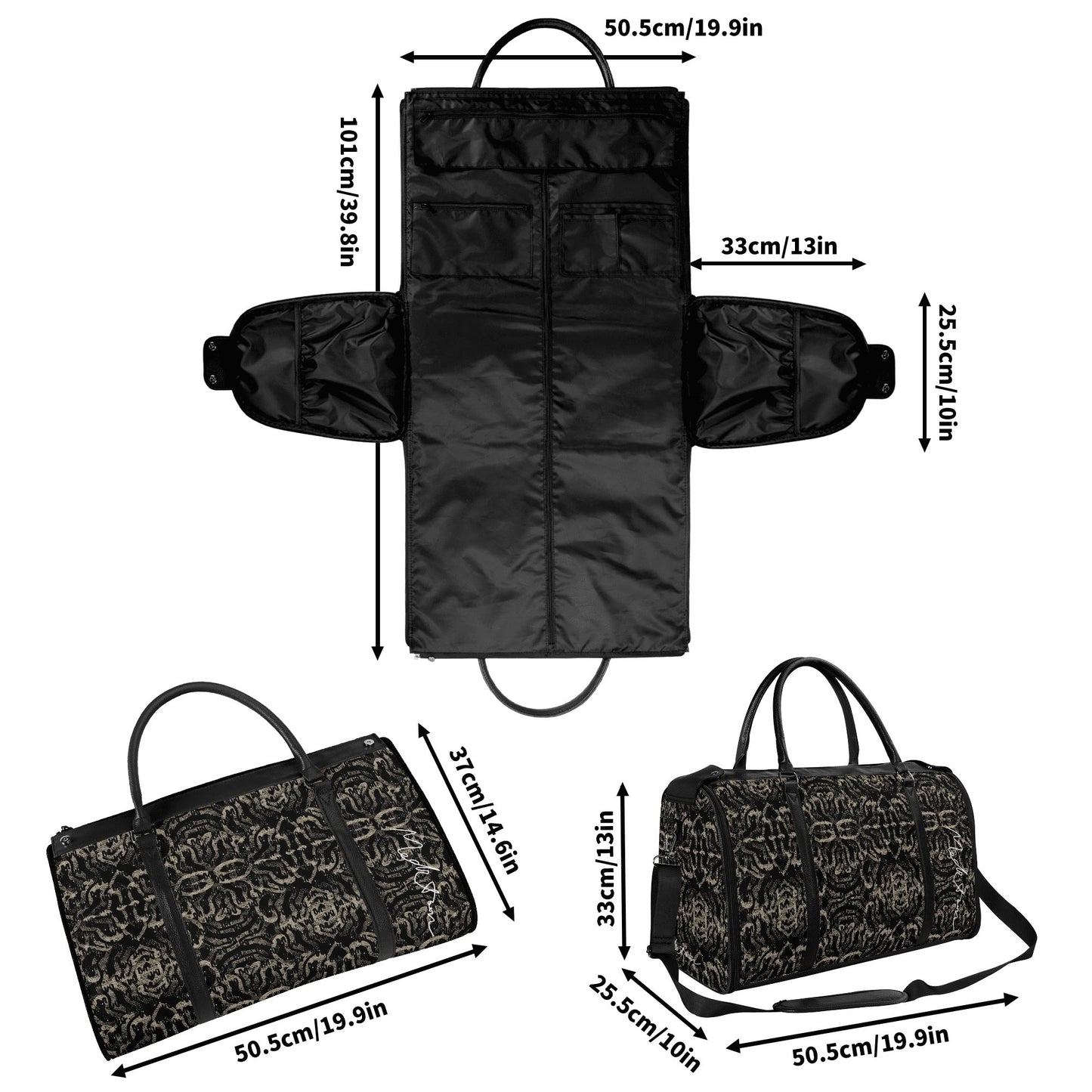 Black ModiToon SAN Unisex Travel Duffle Bag | 블랙 모디툰 남녀공용 여행가방