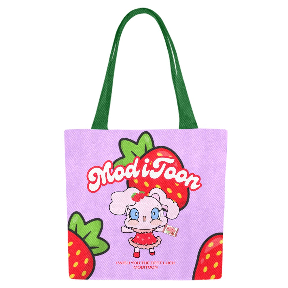 ModiToon Modi's Diary Strawberry Dream Canvas Eco-bag Ensemble de 4 | 모디툰 모디의 다이어리 스트로베리 드림 에코백 4종 세트