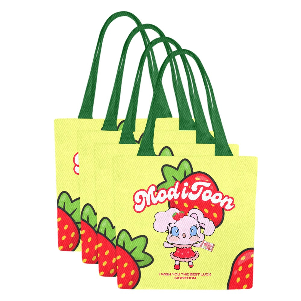 ModiToon Modi's Diary Strawberry Dream Canvas Eco-bag Ensemble de 4 | 모디툰 모디의 다이어리 스트로베리 드림 에코백 4종 세트