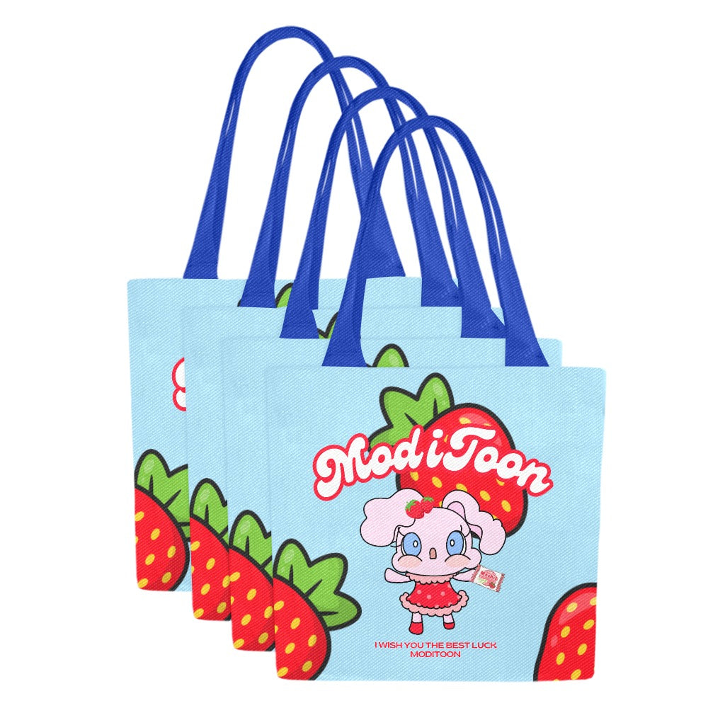 ModiToon Modi's Diary Strawberry Dream Canvas Eco-bag Ensemble de 4 | 모디툰 모디의 다이어리 스트로베리 드림 에코백 4종 세트