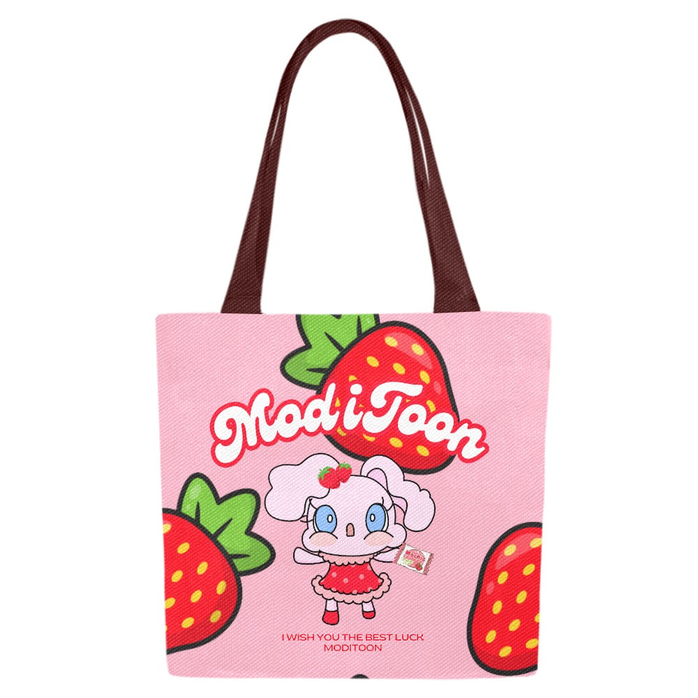 ModiToon Modi's Diary Strawberry Dream Canvas Eco-bag Ensemble de 4 | 모디툰 모디의 다이어리 스트로베리 드림 에코백 4종 세트