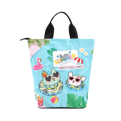 ModiToon Water Park Summer Nylon Lightweight Lunch Bag(Black) | 모디툰 워터파크 런치백