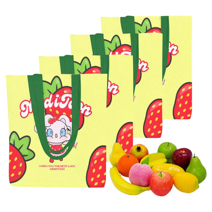 ModiToon Modi's Diary Strawberry Dream Canvas Eco-bag Ensemble de 4 | 모디툰 모디의 다이어리 스트로베리 드림 에코백 4종 세트