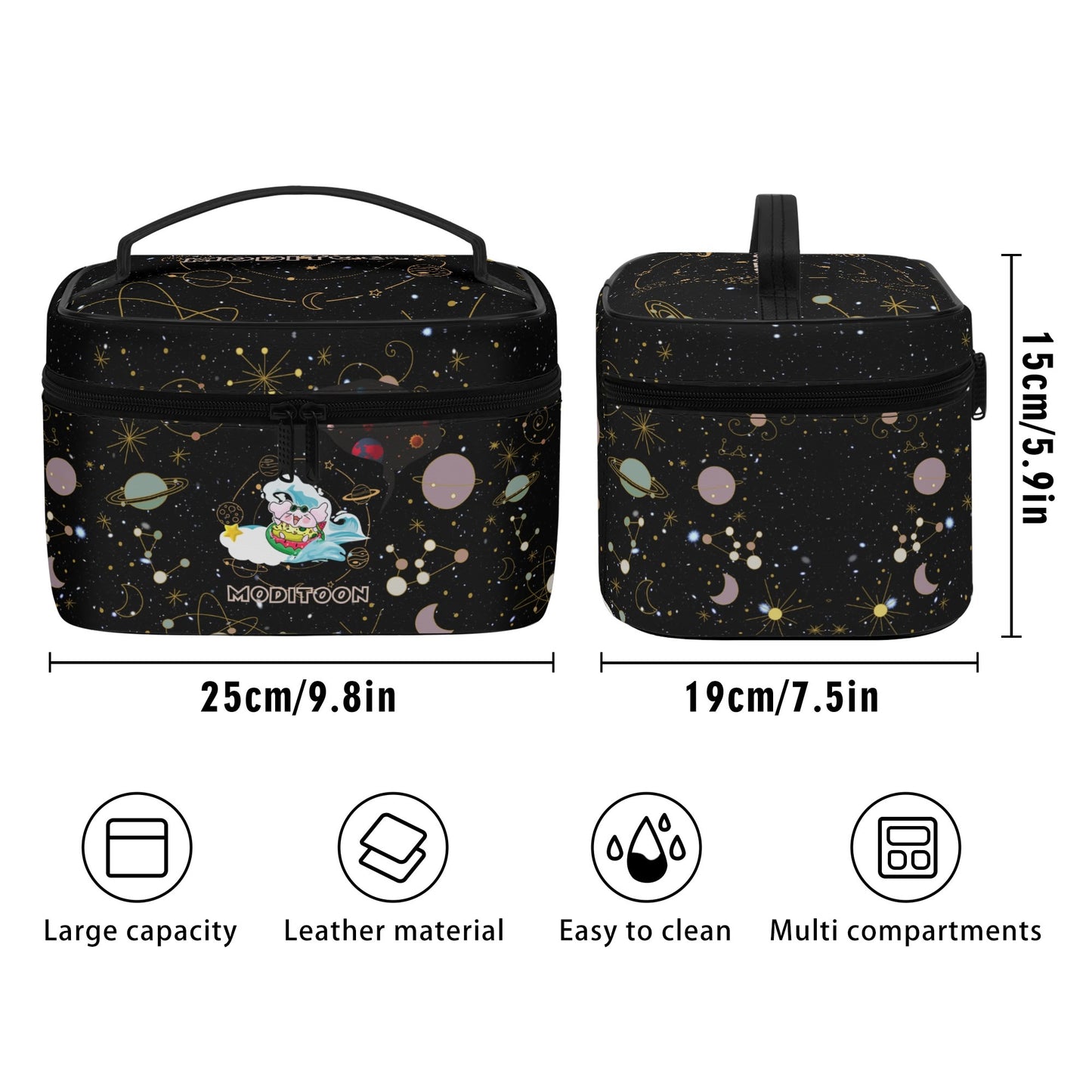 ModiToon Universe Leather Cosmetic Bag | 모디툰 유니버스 여행용 화장품 파우치