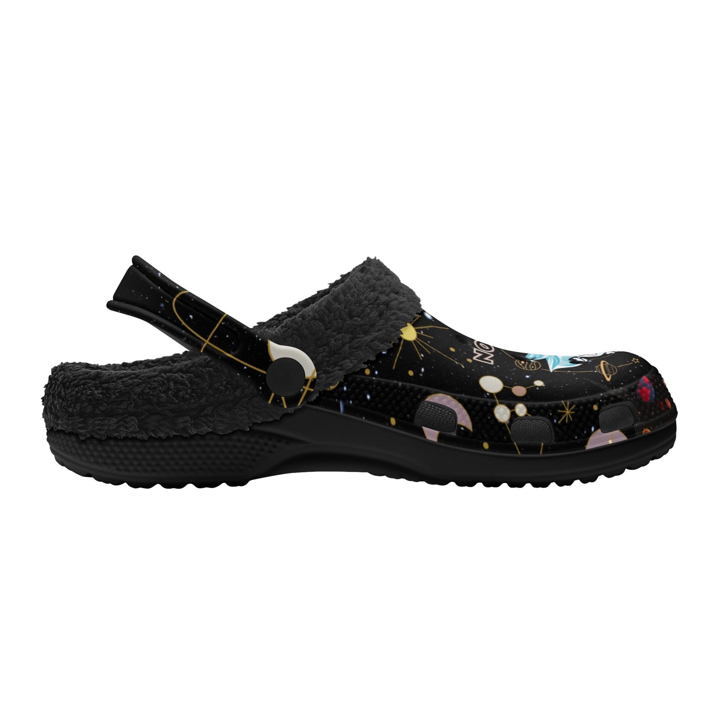 ModiToon Universe Black Warm House Clog Winter Fur Slippers | 모디툰 퍼 샌달 슬리퍼