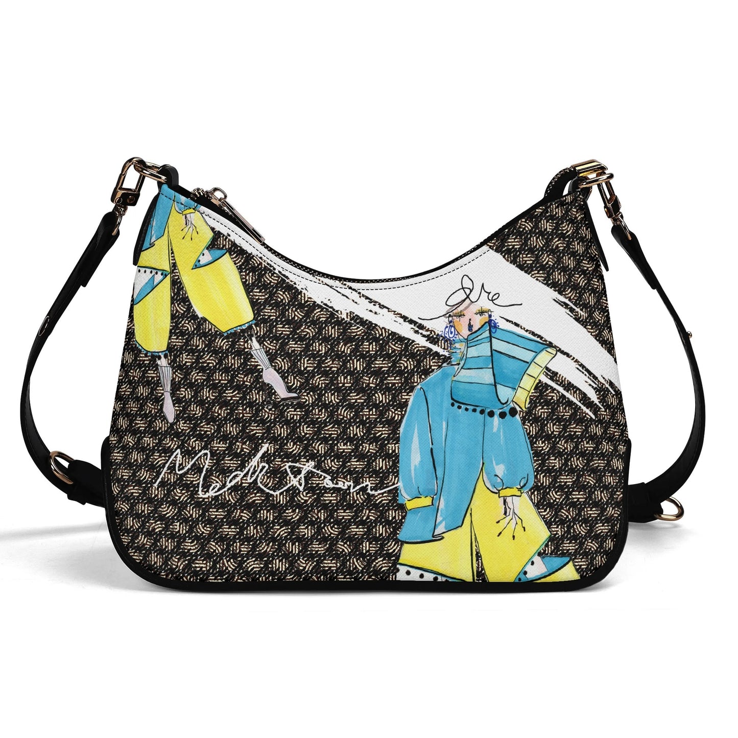 ModiToon Black Twill Faux Leather Chain Shoulder Bag [Red Brown]| 모디툰 여성 체인숄더백  [레드브라운]