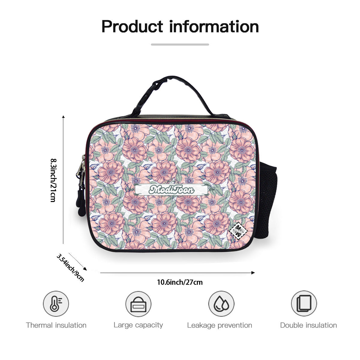 ModiToon Pink Flower Lunch bag | 모디툰 핑크 플라워 도시락가방