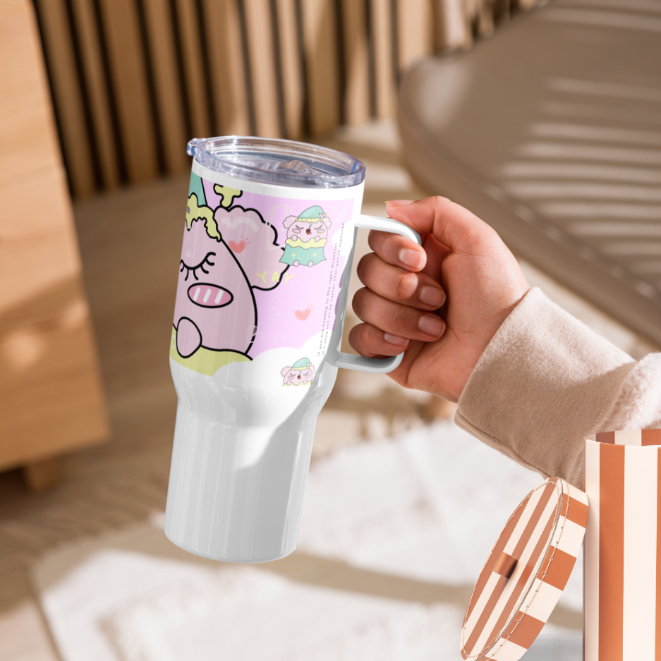 Pink Sleeping MODI mug with a handle