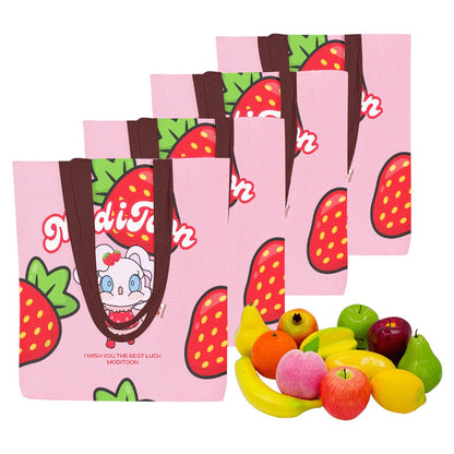 ModiToon Modi's Diary Strawberry Dream Canvas Eco-bag Ensemble de 4 | 모디툰 모디의 다이어리 스트로베리 드림 에코백 4종 세트