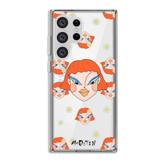 Coque de téléphone à motif de fleur orange pour Galaxy S23 Ultra