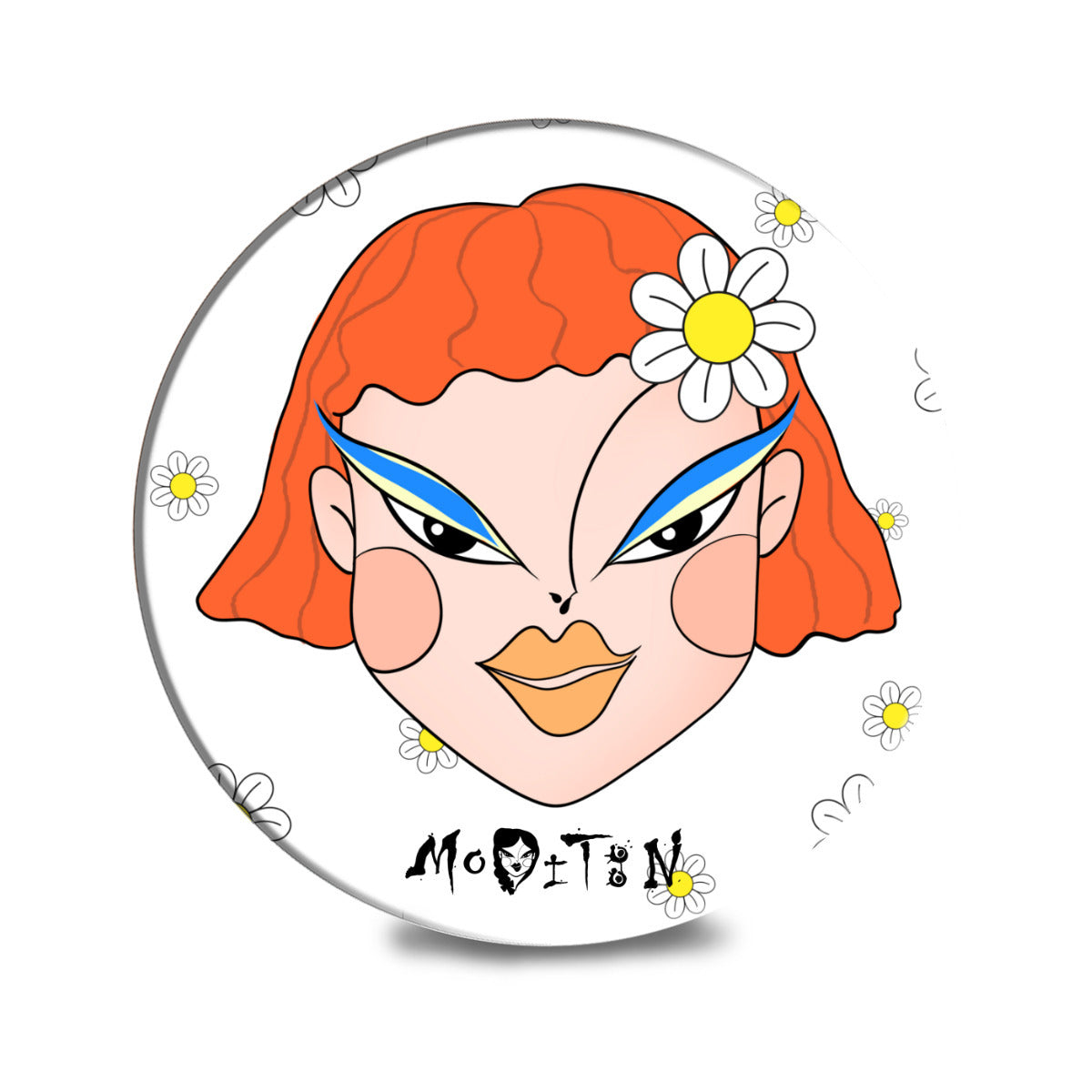 Orange Hair Life Cute Coaster - White Flower