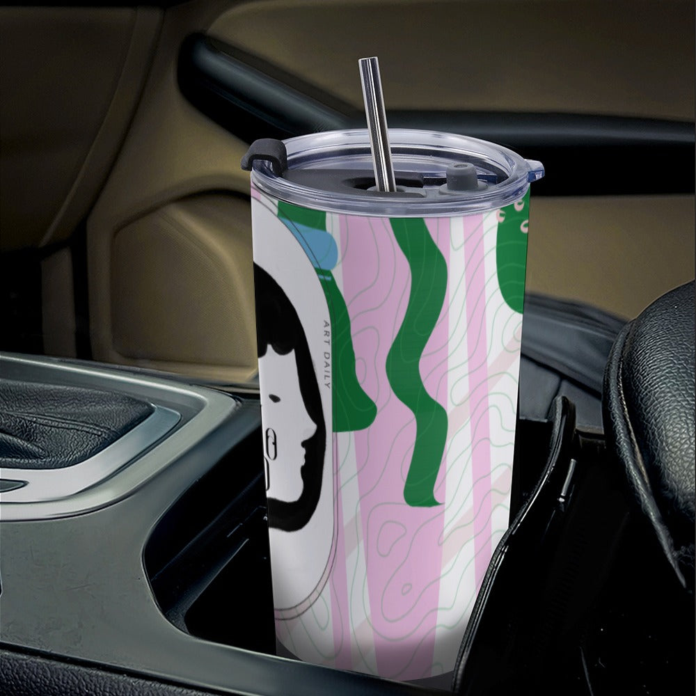 [Dopamine Addict] Green Pink Cactus Looking for Oasis Travel Coffee Mug 20 Oz