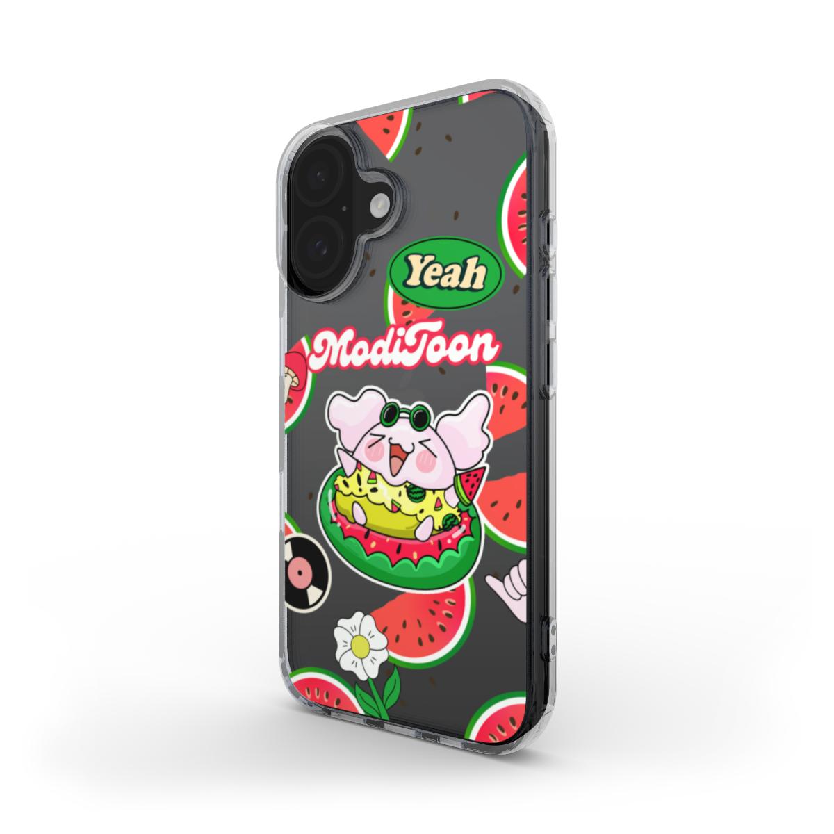 ModiToon Watermelon Love Clear Phone Case | 모디툰 워터멜론 러브 젤리 폰케이스