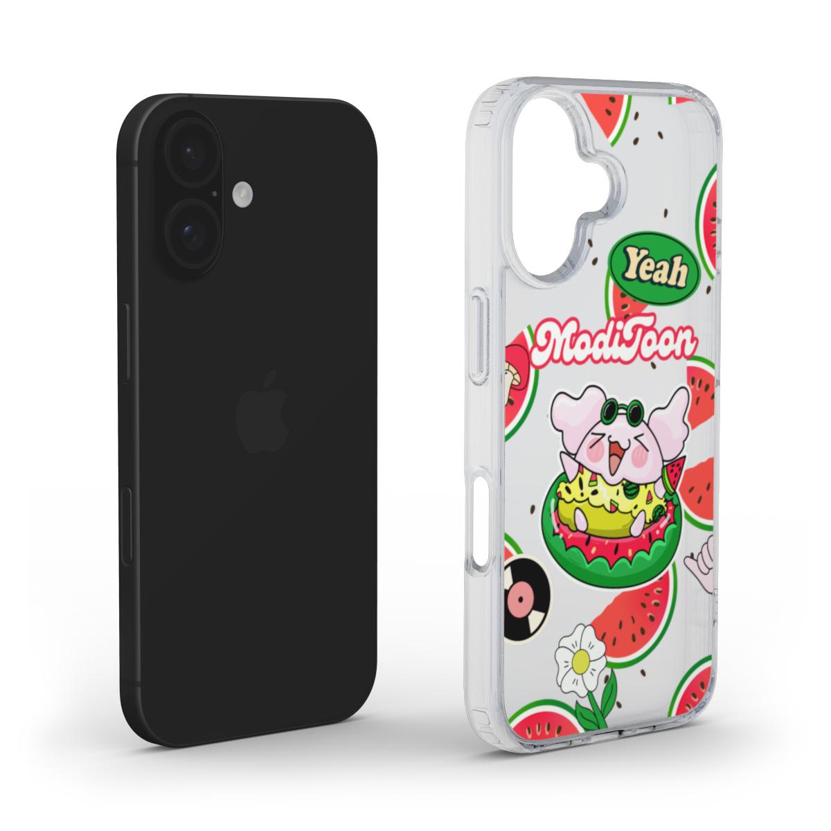 ModiToon Watermelon Love Clear Phone Case | 모디툰 워터멜론 러브 젤리 폰케이스