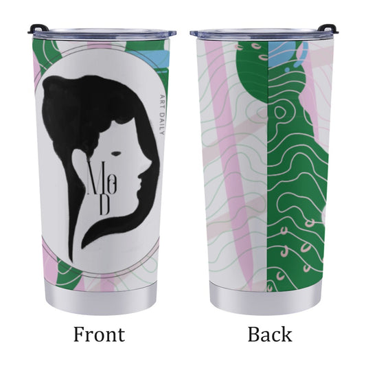 [Dopamine Addict] Green Pink Cactus Looking for Oasis Travel Coffee Mug 20 Oz