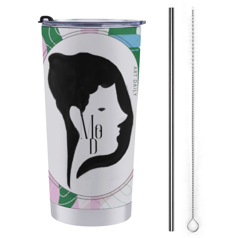 [Dopamine Addict] Green Pink Cactus Looking for Oasis Travel Coffee Mug 20 Oz