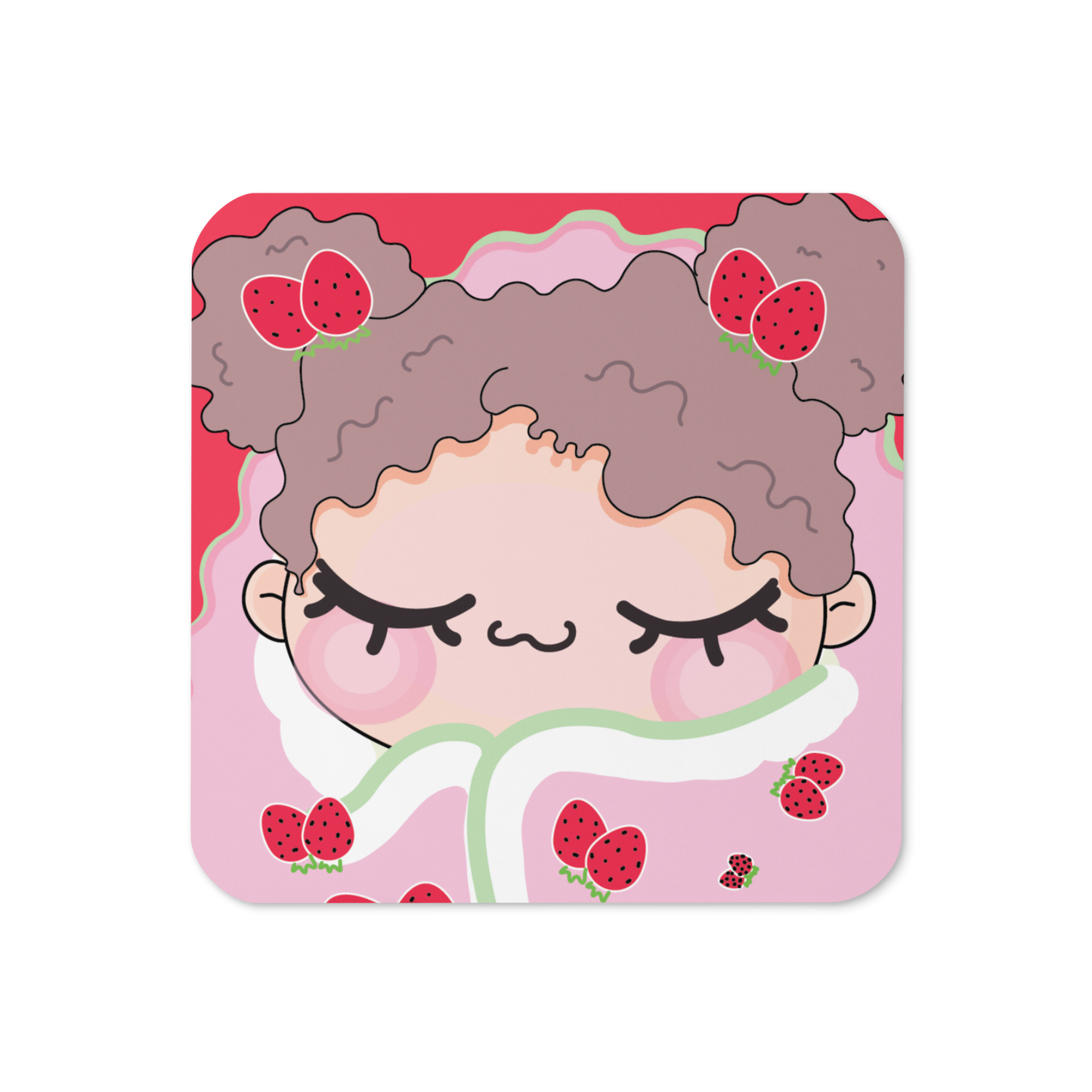 NIXI BlanketTime Strawberry Cork-back coaster