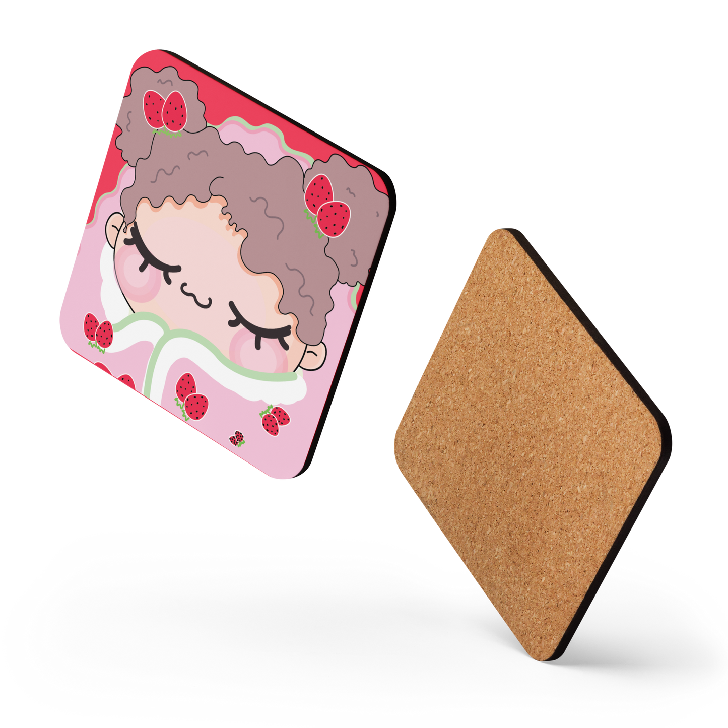 NIXI BlanketTime Strawberry Cork-back coaster