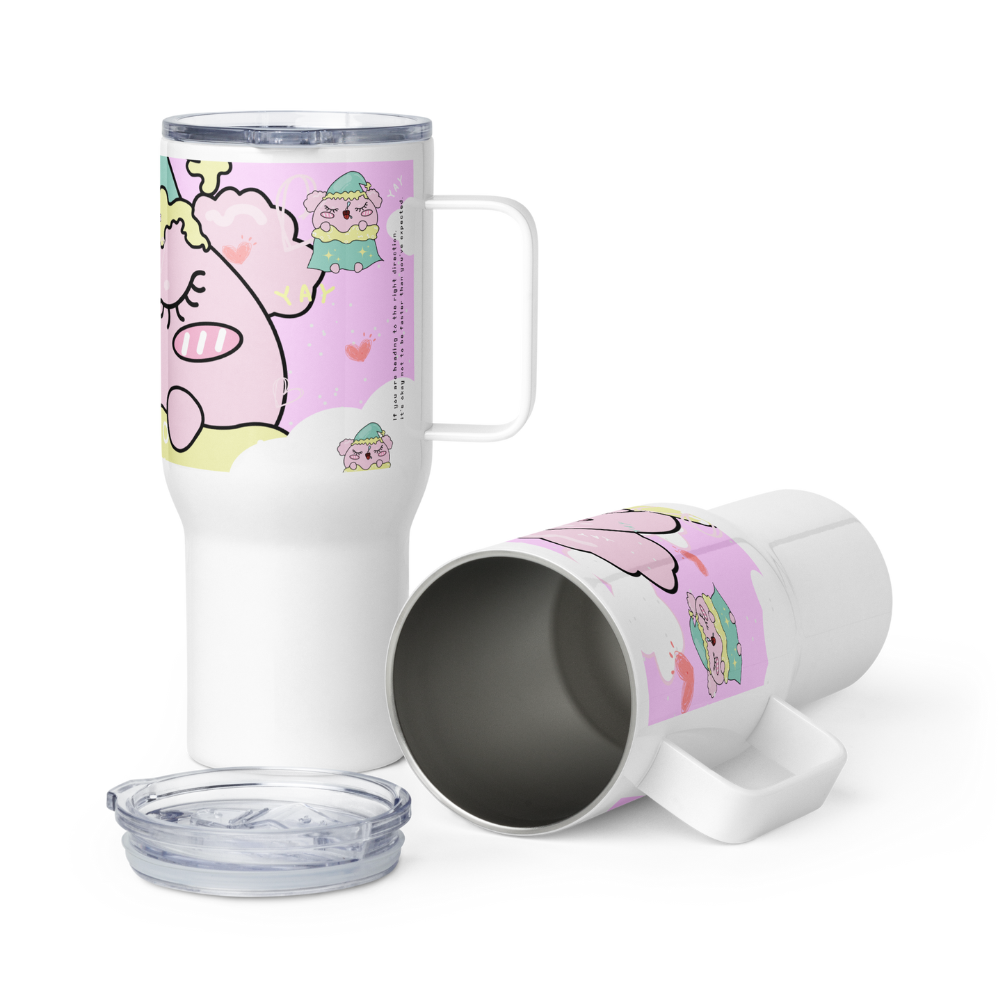 Pink Sleeping MODI mug with a handle