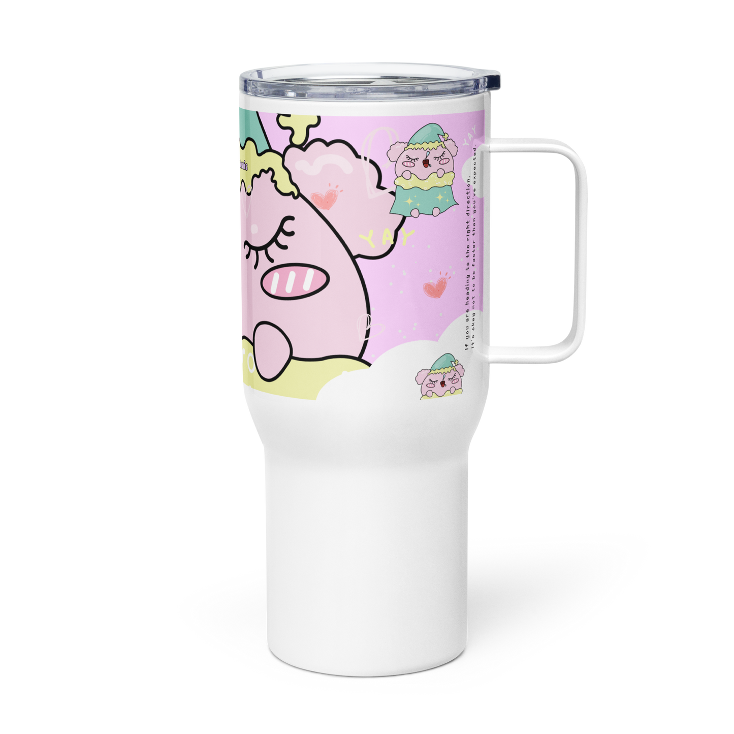 Pink Sleeping MODI mug with a handle