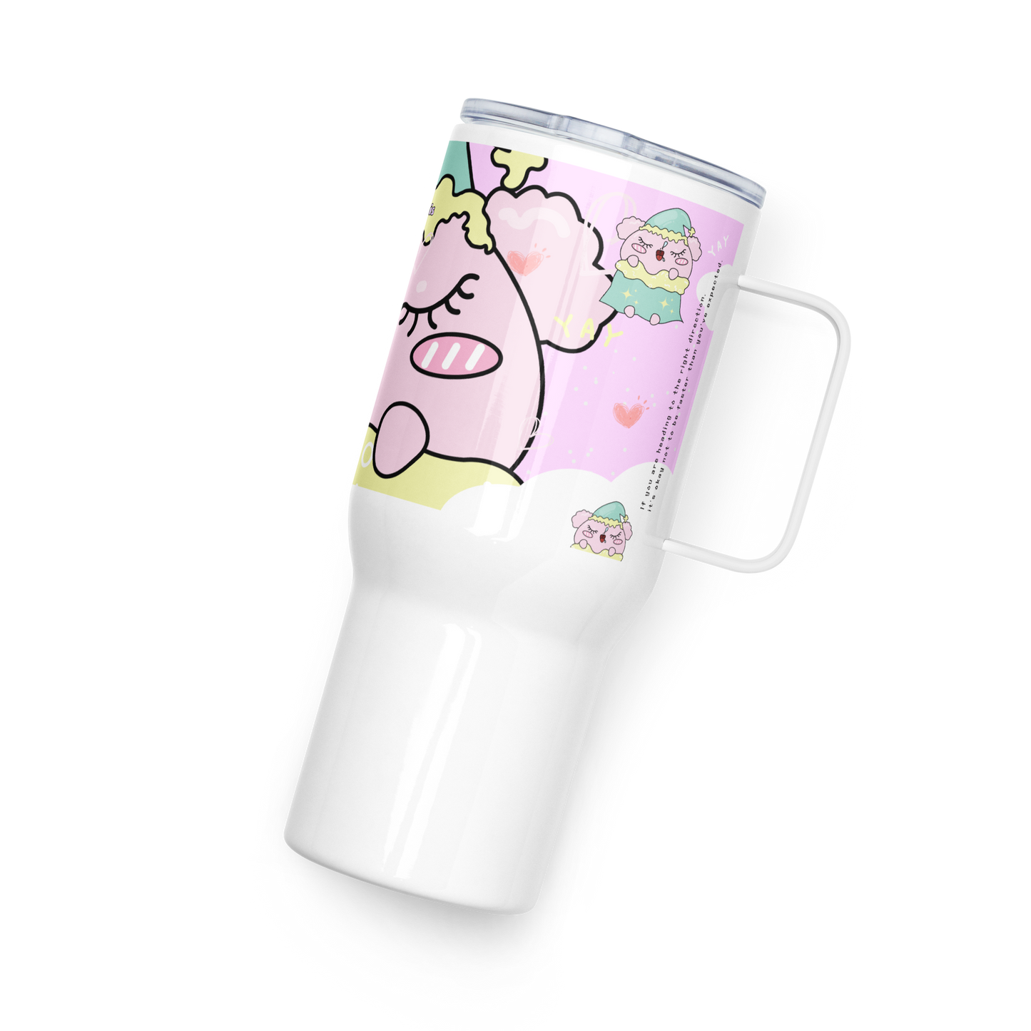 Pink Sleeping MODI mug with a handle