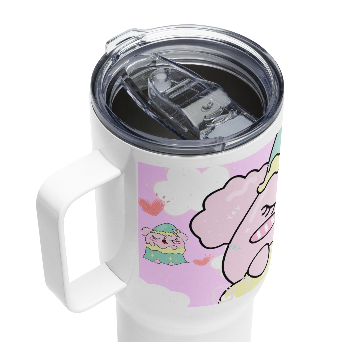 Pink Sleeping MODI mug with a handle