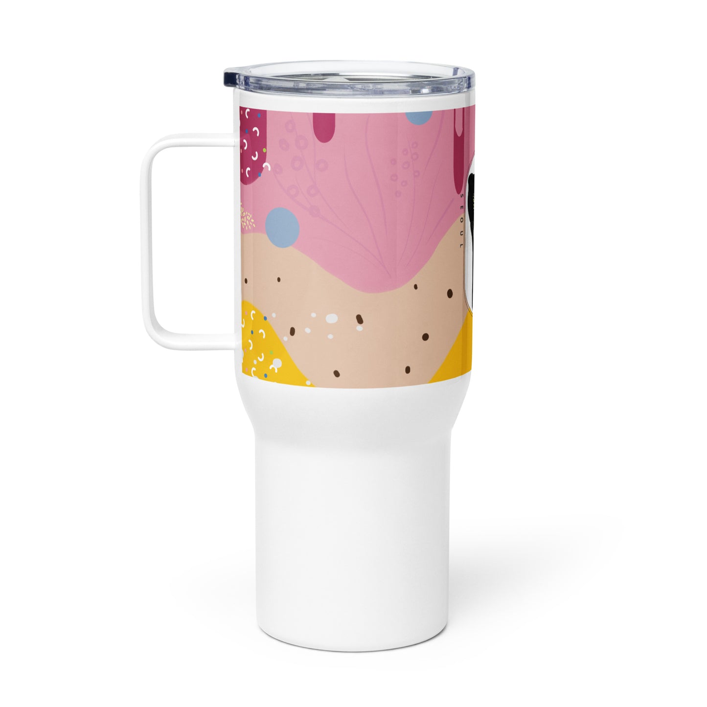 [Dopamine Addict] Pink Sugar Power Travel mug with a handle